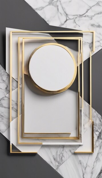 Photo elegant geometric marble frame for wedding invitation