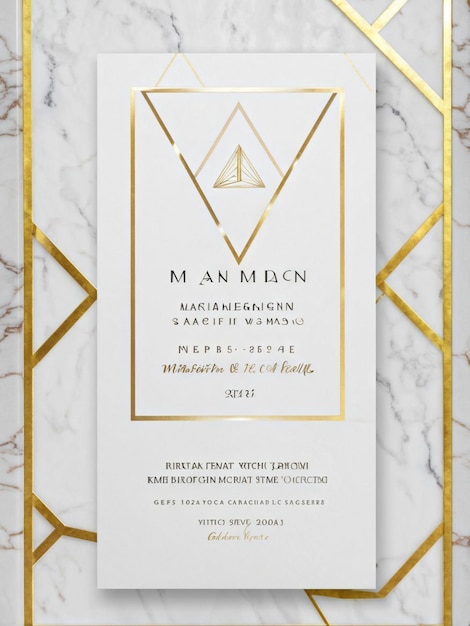 Photo elegant geometric marble frame for wedding invitation