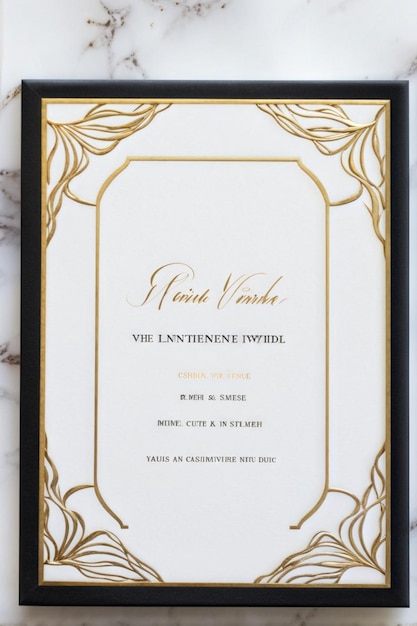 Photo elegant geometric marble frame for wedding invitation