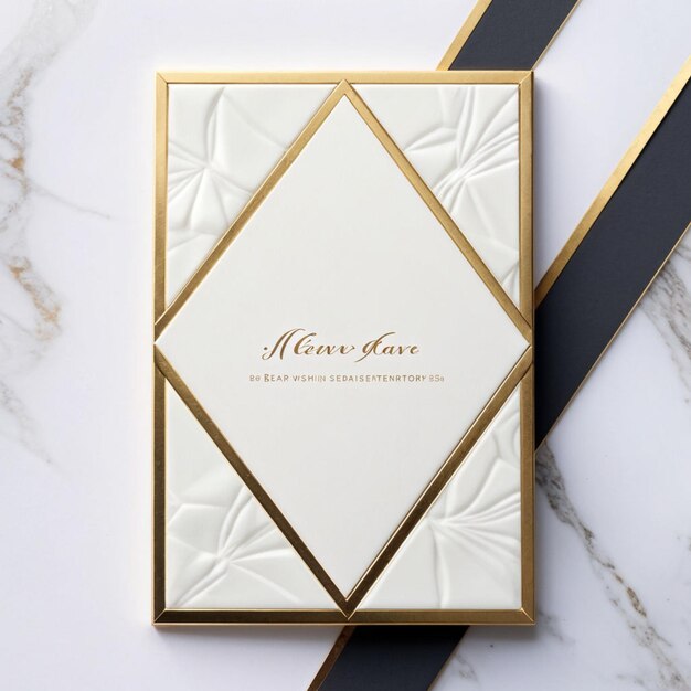 Photo elegant geometric marble frame for wedding invitation