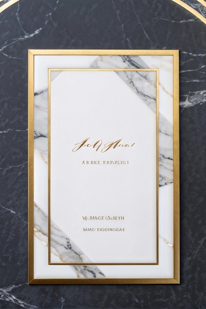 Photo elegant geometric marble frame for wedding invitation