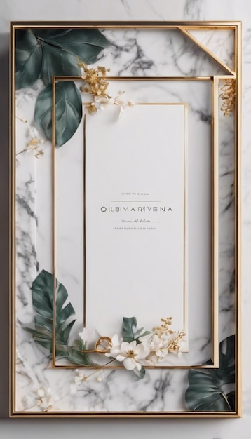 Elegant Geometric Marble Frame for Wedding Invitation