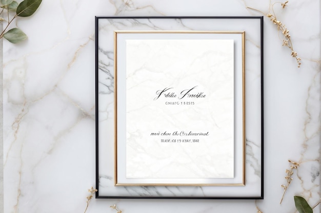 Elegant Geometric Marble Frame for Wedding Invitation