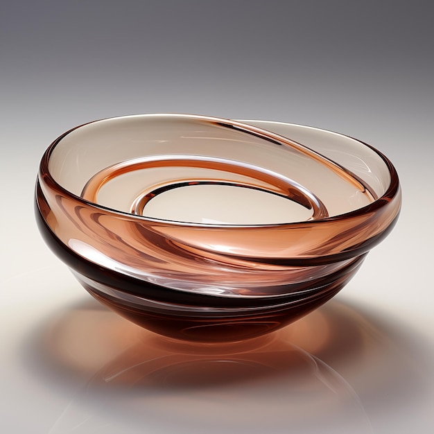 Elegant Glass Bowl with Amber Gradient Design and Artistic Curves