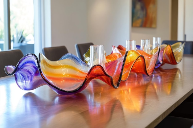 Photo elegant glass sculpture on a modern table