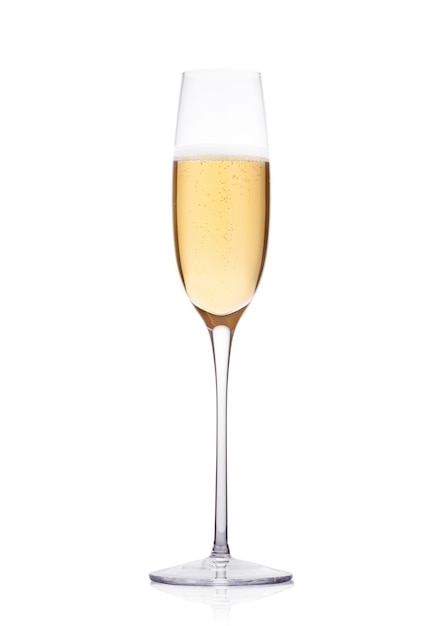 Elegant glass of yellow champagne with bubbles