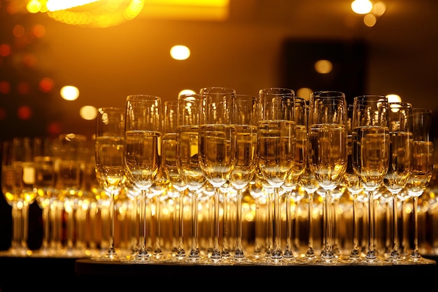 Elegant glasses with champagne before the New Year's party