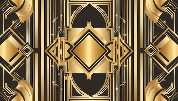 Elegant gold abstract art deco design with geometric patterns and ornamental details