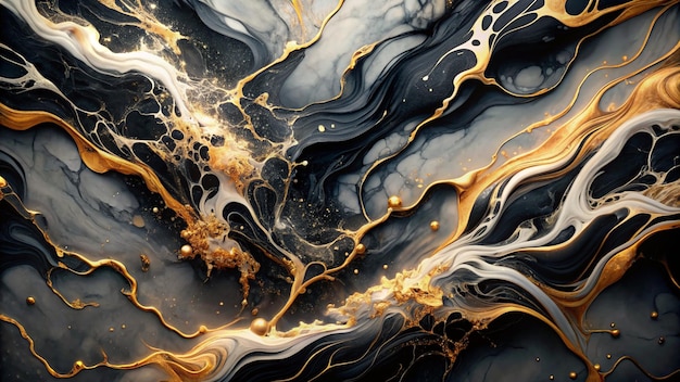 Elegant Gold Abstract Black Marble Background Art Paint