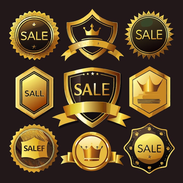 Photo elegant gold badges and emblems premium vector collection