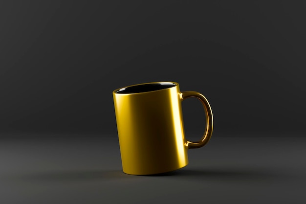 Elegant gold cup mockup on black background