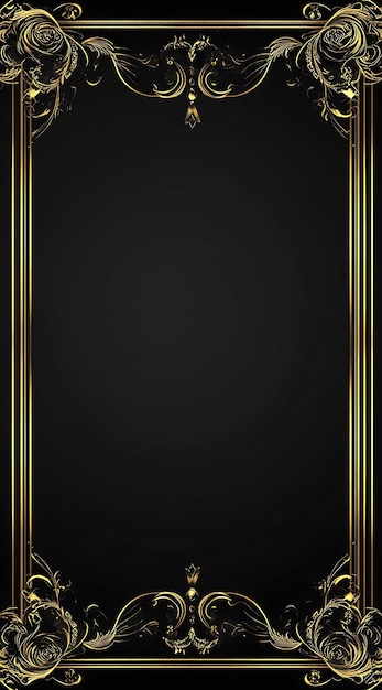 Photo elegant gold frame with black background