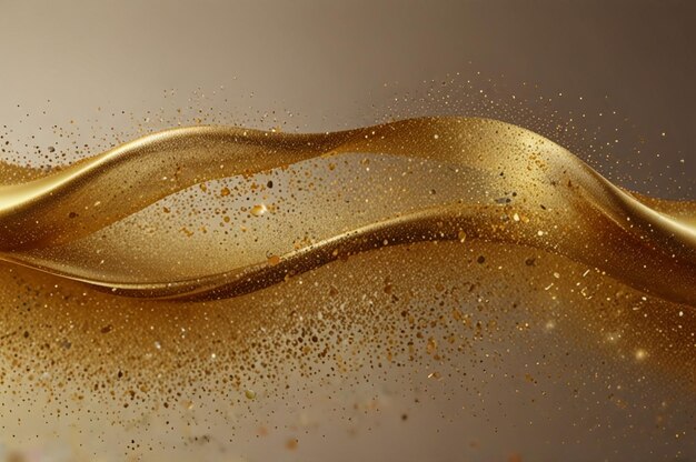 Elegant gold glitter wave softly floating on a gradient background