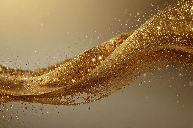 Elegant gold glitter wave softly floating on a gradient background