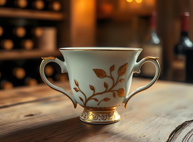 Photo elegant gold leaf design on classic cup shape