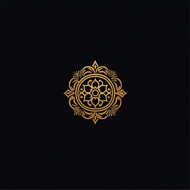 Photo elegant gold mandala design on a black background