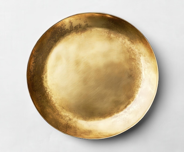 Photo elegant gold platter displayed horizontally on a light background