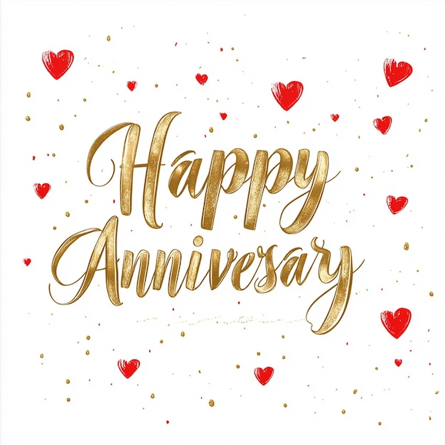 Photo elegant gold and red happy anniversary card