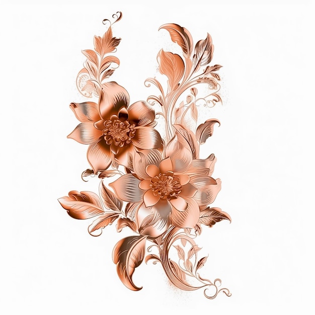 Elegant Gold Rose on White Background AI generated