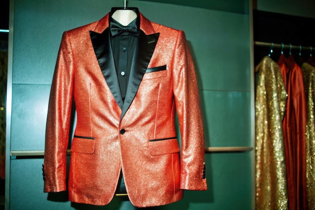 Elegant gold tuxedo suit mockup displayed on a transparent background for design Generative AI