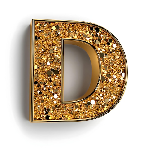 Photo elegant golden letter d on bright white background with luxurious metallic shine