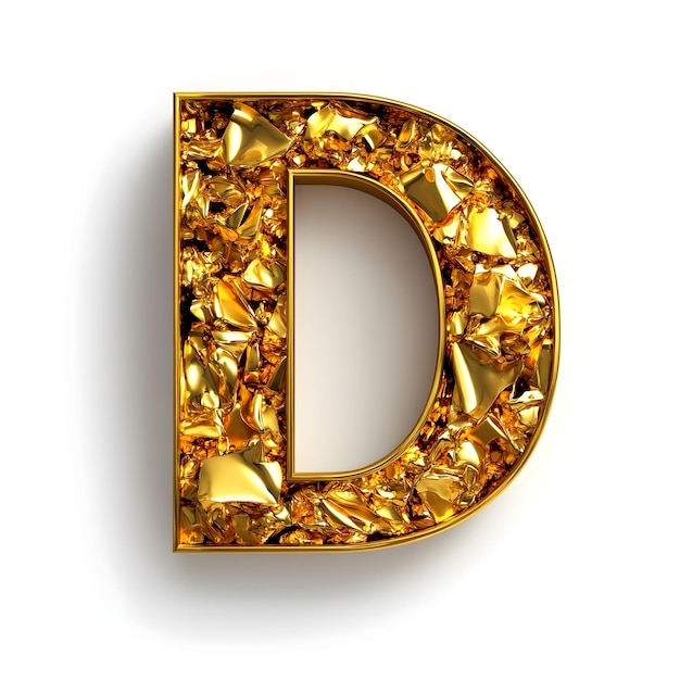 Photo elegant golden letter d with metallic shine and luxurious texture