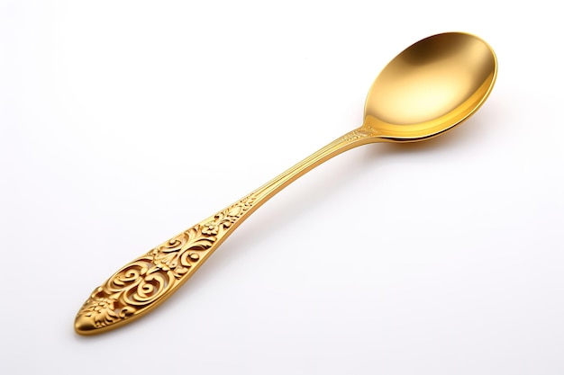 Photo elegant golden spoon displayed artistically against a pure white background on white or png transparent background