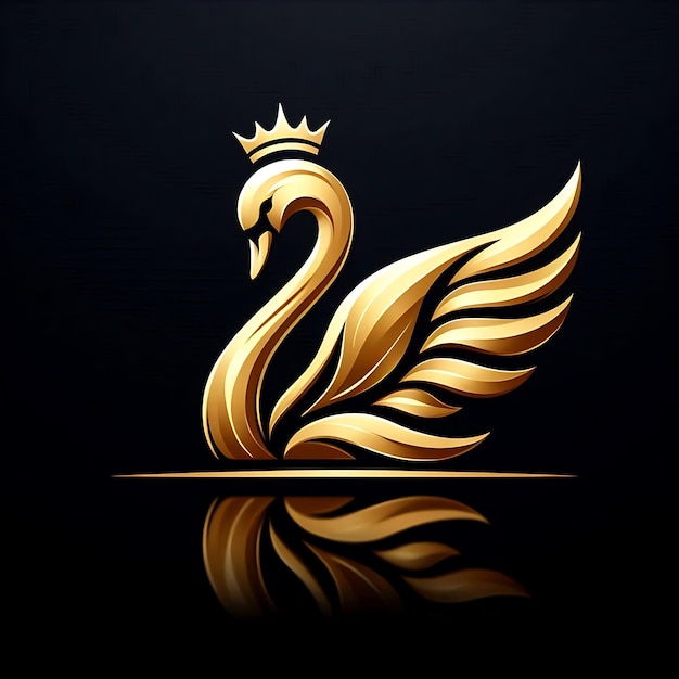 Elegant Golden Swan Luxurious Logo Design on Black Canvas