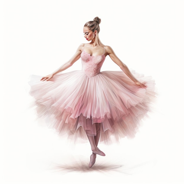 Elegant Grace Captivating Realistic Illustration of Ballerina in Tutu