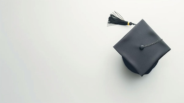 Photo elegant graduation cap with unique decoration displayed on a light background