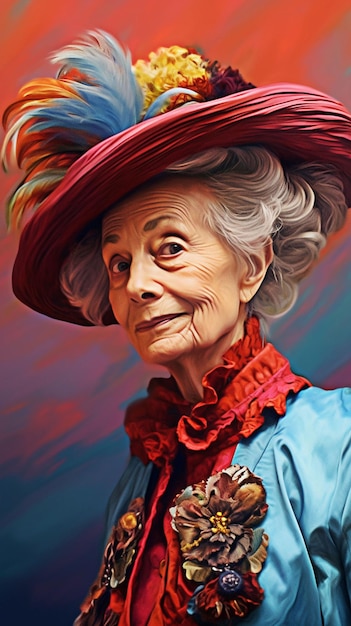 Elegant grandmother colorful fashion generative ai