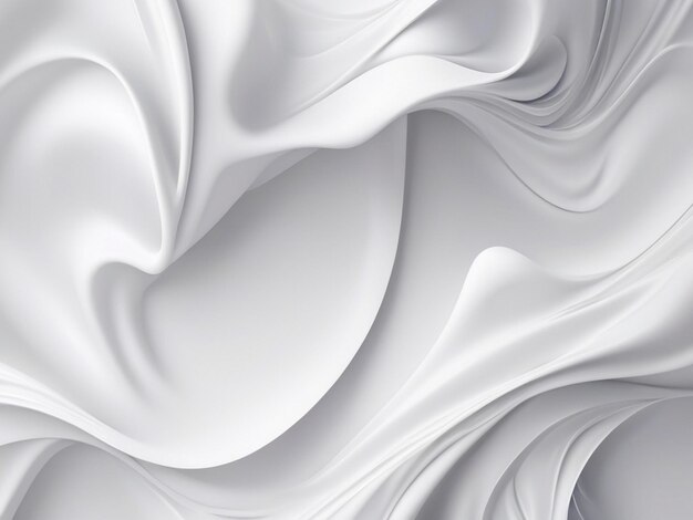 Elegant gray fluid white background 3d render waves shapes marble pattern texture