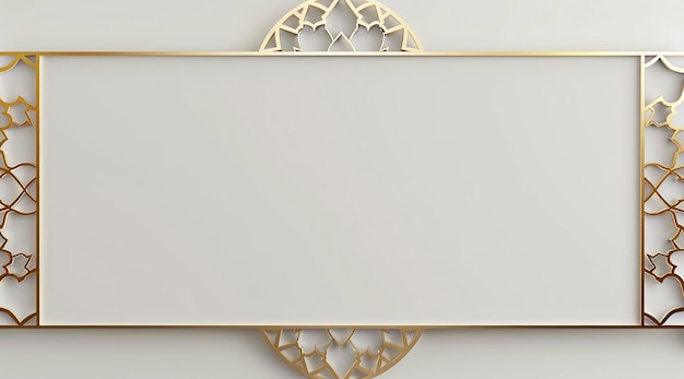 Photo elegant grey rectangular banner decorated with an arabesque gold pattern