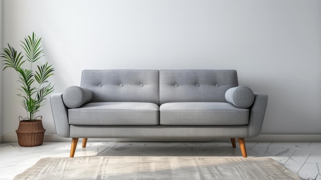 Photo elegant grey sofa in living room