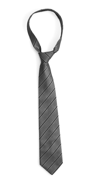 Elegant grey tie isolated on white