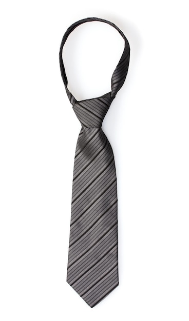 Elegant grey tie isolated on white