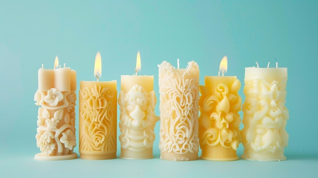 Photo elegant handdipped ornate wax candles