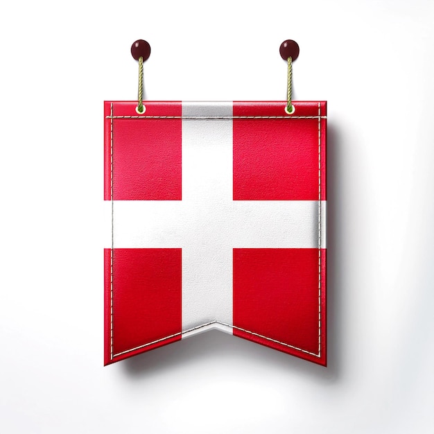 Photo elegant hanging denmark flag banner design in white background