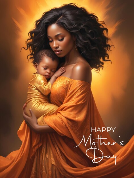 Elegant Happy Mothers Day Social Media Post with Mother and Child Illustration