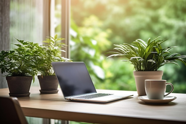 Elegant Home Office Corner Symbolizing Tranquil Remote Work Life