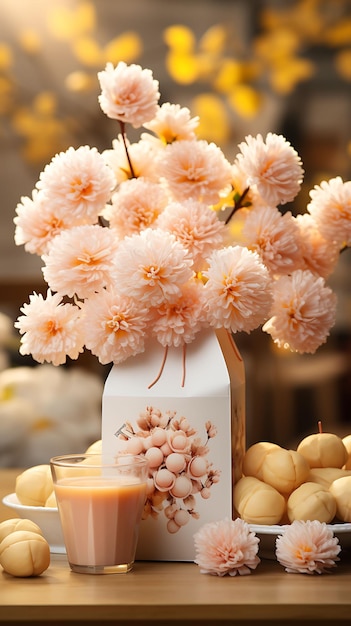 Elegant Hong Kong Yuenyeung Chrysanthemum Flowers Egg Tarts Flower P Trending Background Layout