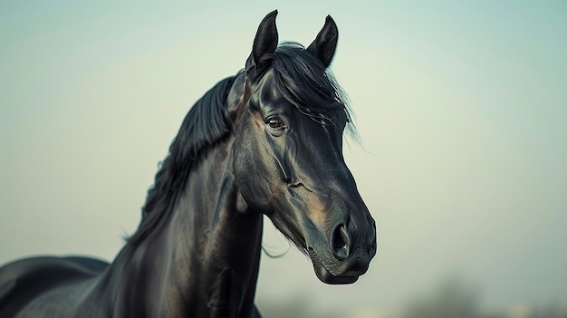 Elegant Horse in Minimalist Style on White Background