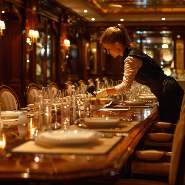 Photo elegant hospitality and modern spaces highend restaurant and cleaning services visuals