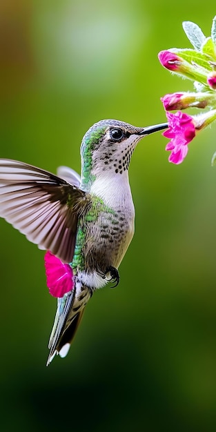 Photo elegant hummingbird sipping nectar from a flower