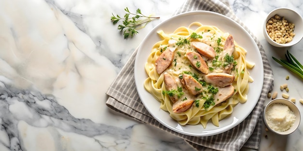 Photo elegant indulgence creamy chicken alfredo perfection