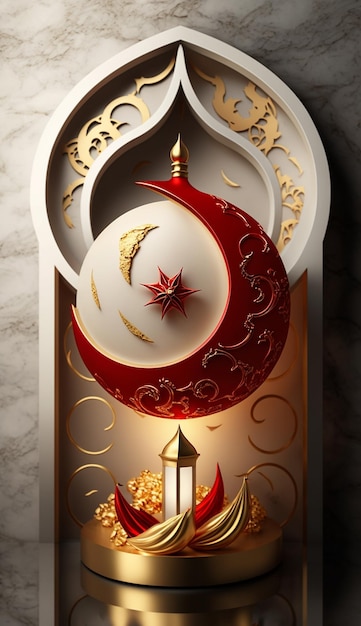 Photo elegant islamic new year creative composition 3d illustration