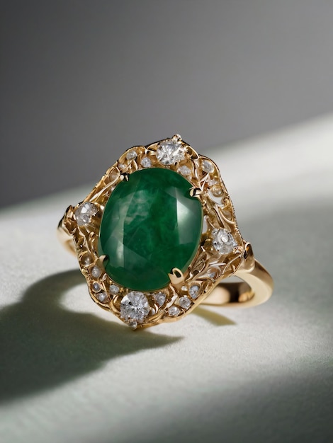 An elegant Jade engagement ring with a prominent solitaire set on a slender gold band