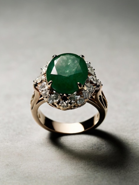 An elegant Jade engagement ring with a prominent solitaire set on a slender gold band