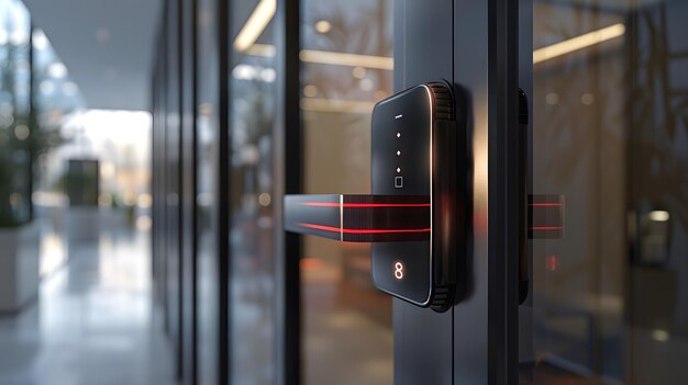 Photo elegant keycard access device on a modern entrance door during daylight generative by ai