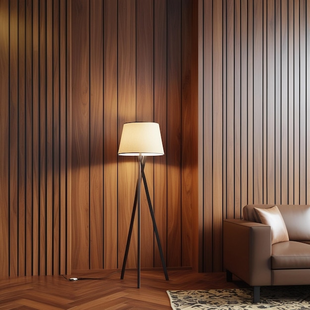 Photo elegant lamp with rich wood paneling